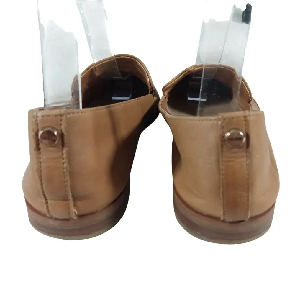 ALDO! PECAN BROWN GENUINE LEATHER NIPPED TOE, FLEX SOLE, PADDED FLATS! SZ 8.5M